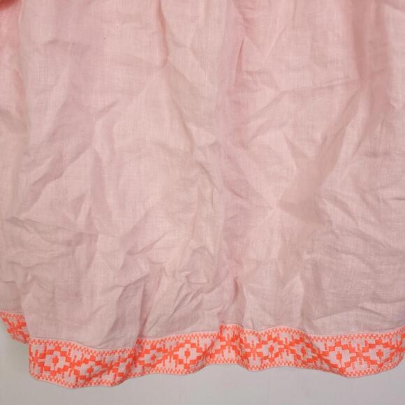 J Crew Top Womens M Linen Lightweight Square Neck Puff Sleeve Embroidered Trim - Picture 3 of 9